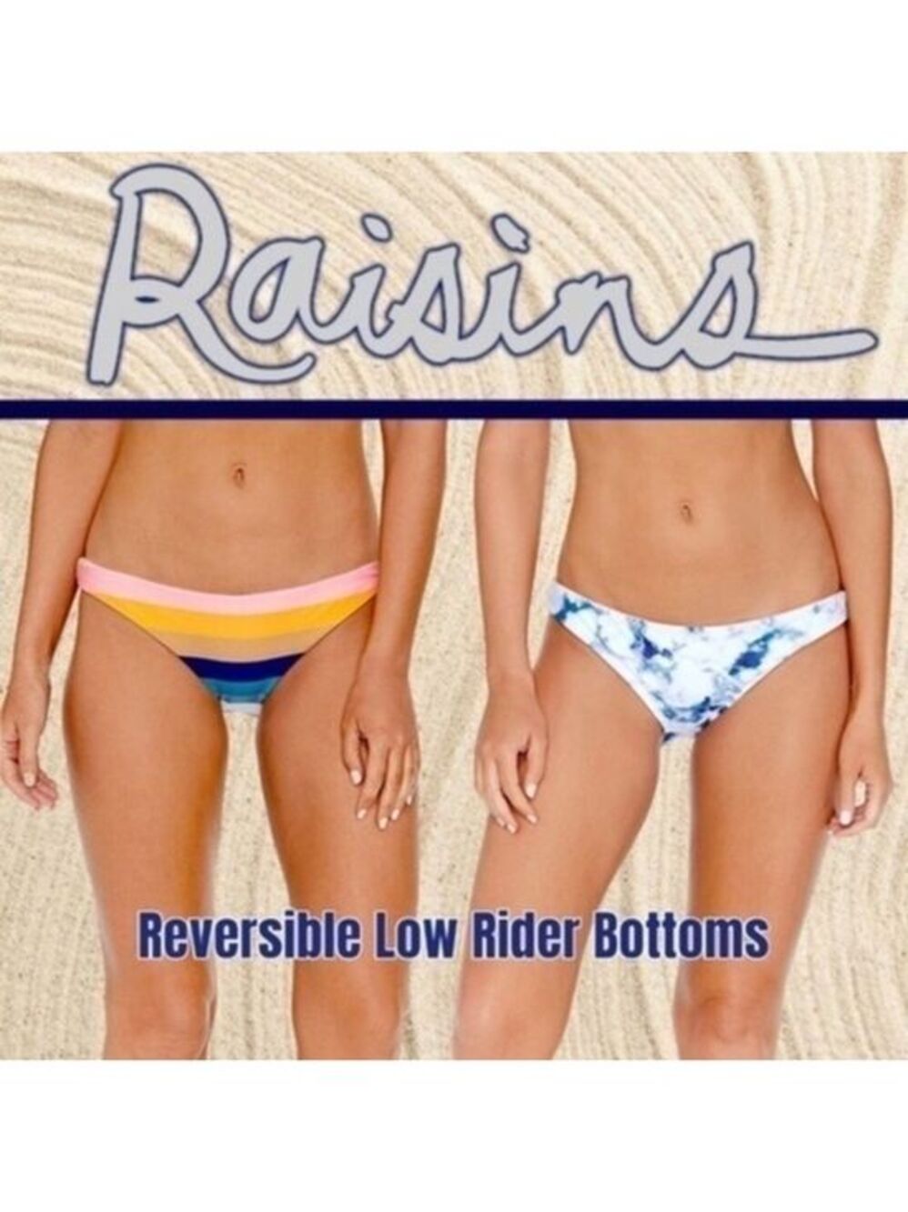 RAISINS Reversible Wide Stripe/Tie-dye Low Rider Swim Bottoms NWT/Lg
